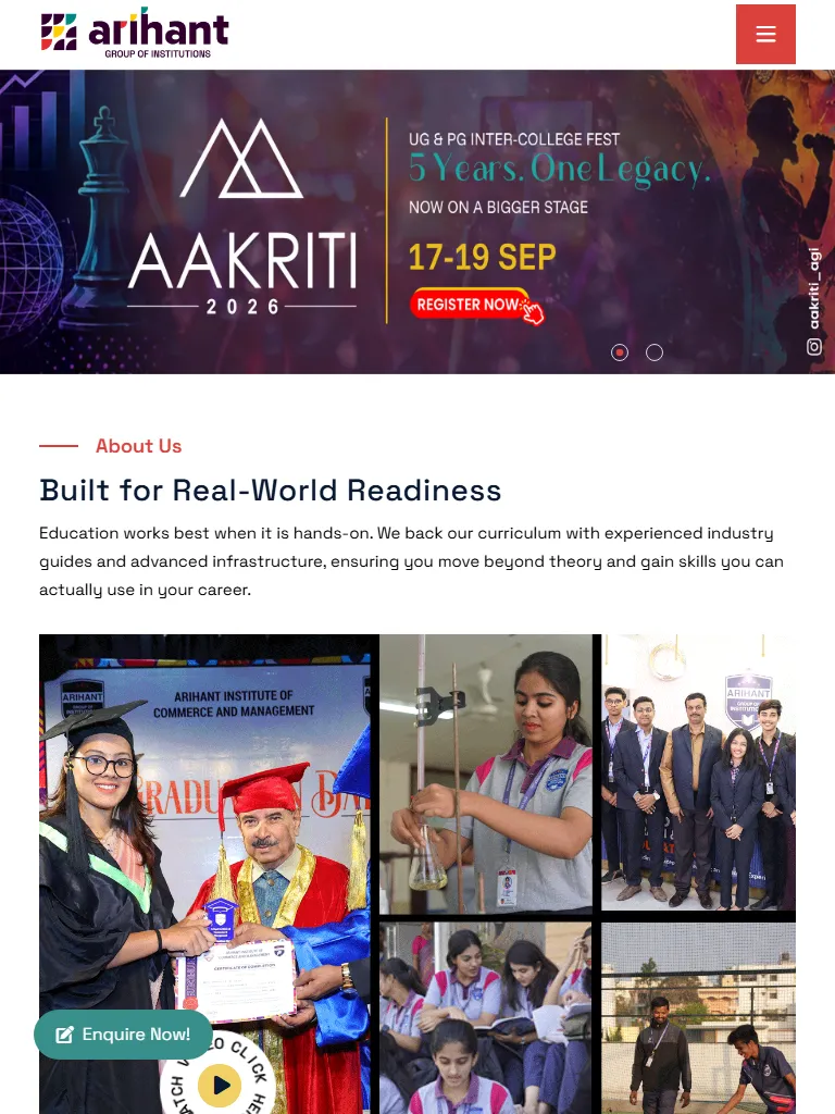 Arihant Group of Institutions | Leading Educational Institution in Bangalore Tablet