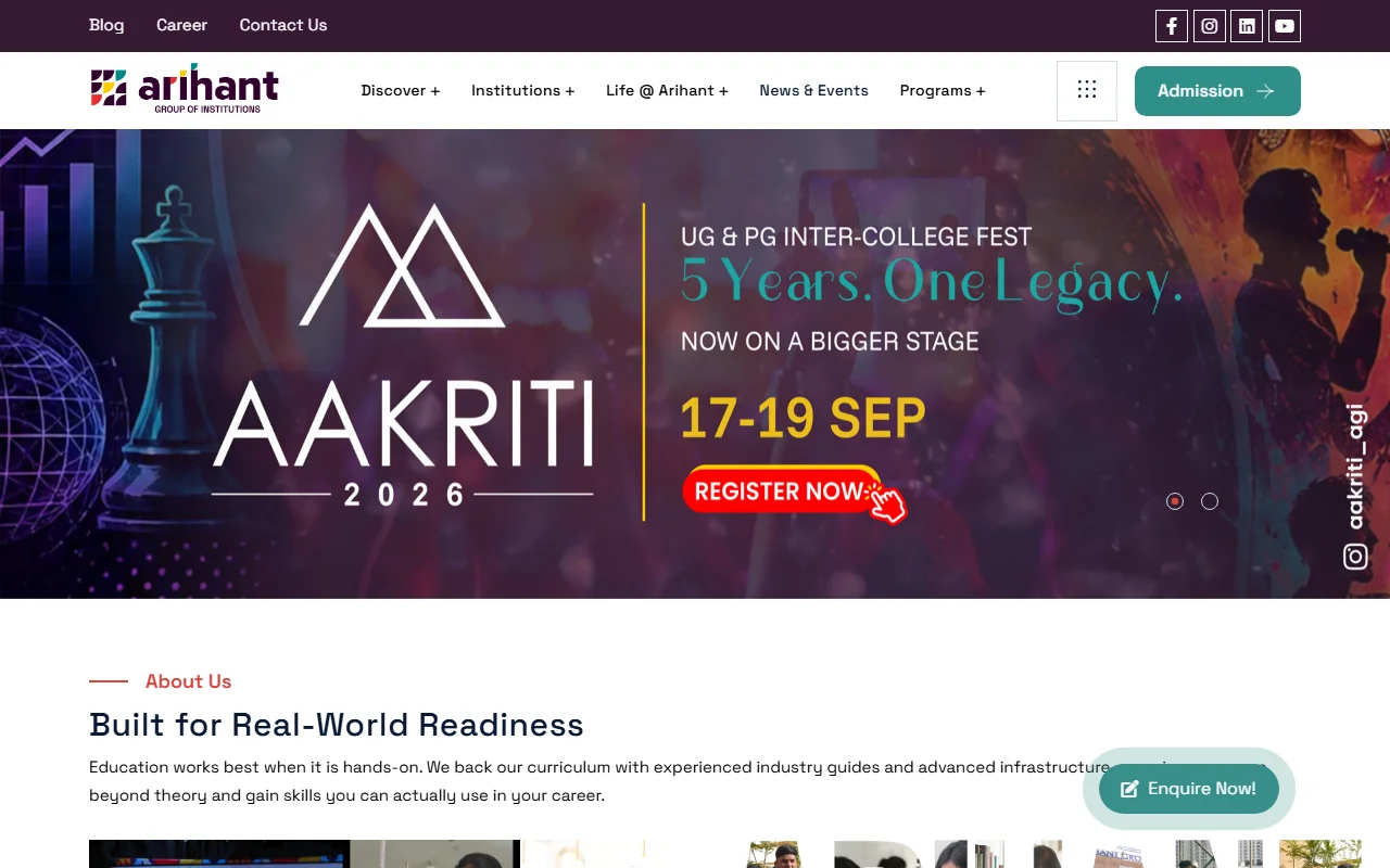 Arihant Group of Institutions | Leading Educational Institution in Bangalore live screenshot
