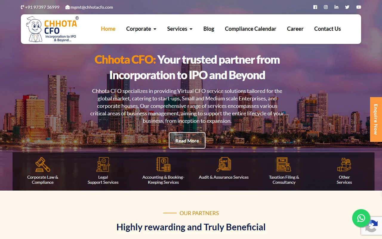 Virtual CFO Services for Startups & MSMEs | Expert Solutions live screenshot