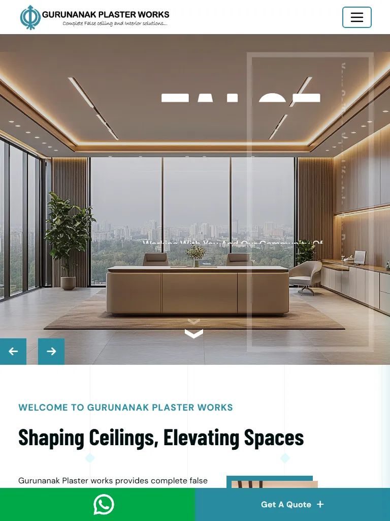 False Ceiling Contractors in Bangalore | Gurunanak Plaster Works Tablet