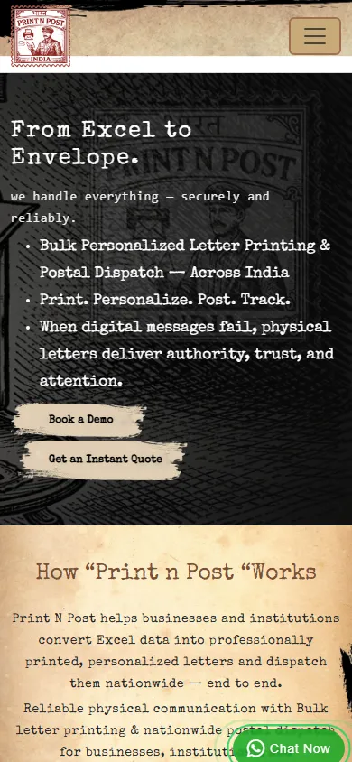 Print N Post | Bulk Letter Printing & Dispatch Mobile