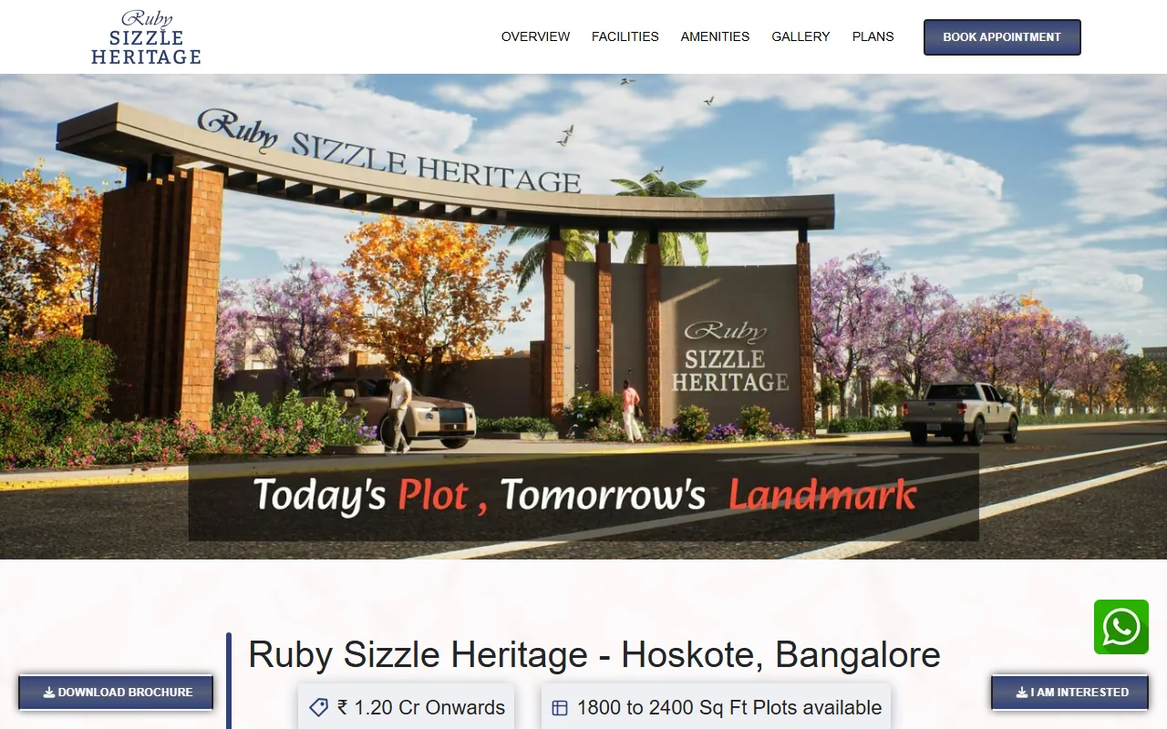 Ruby Sizzle Heritage - Plots for sale Hoskote | Off Whitefield, East Bangalore
